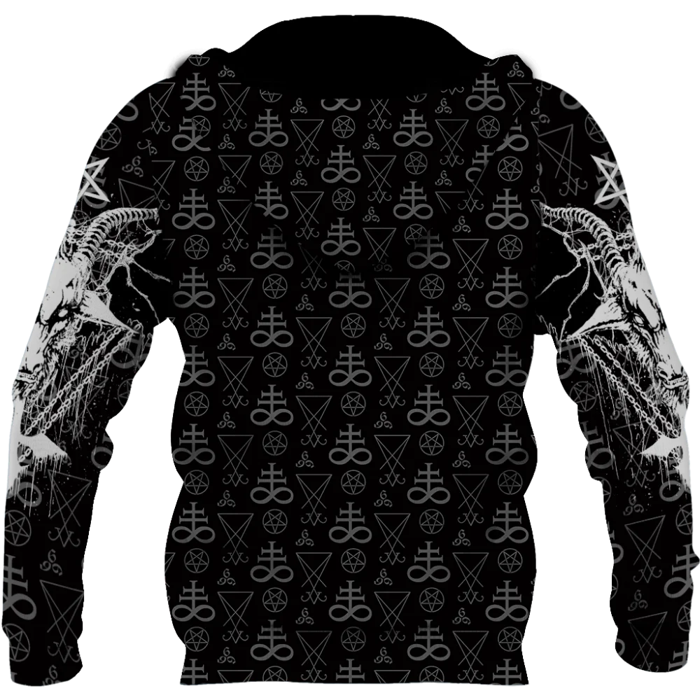 Fashion Hoodies Satanic Tattoo Symbols 3D All Over Printed Mens Sweatshirt Unisex Harajuku Casual Zip Jackets