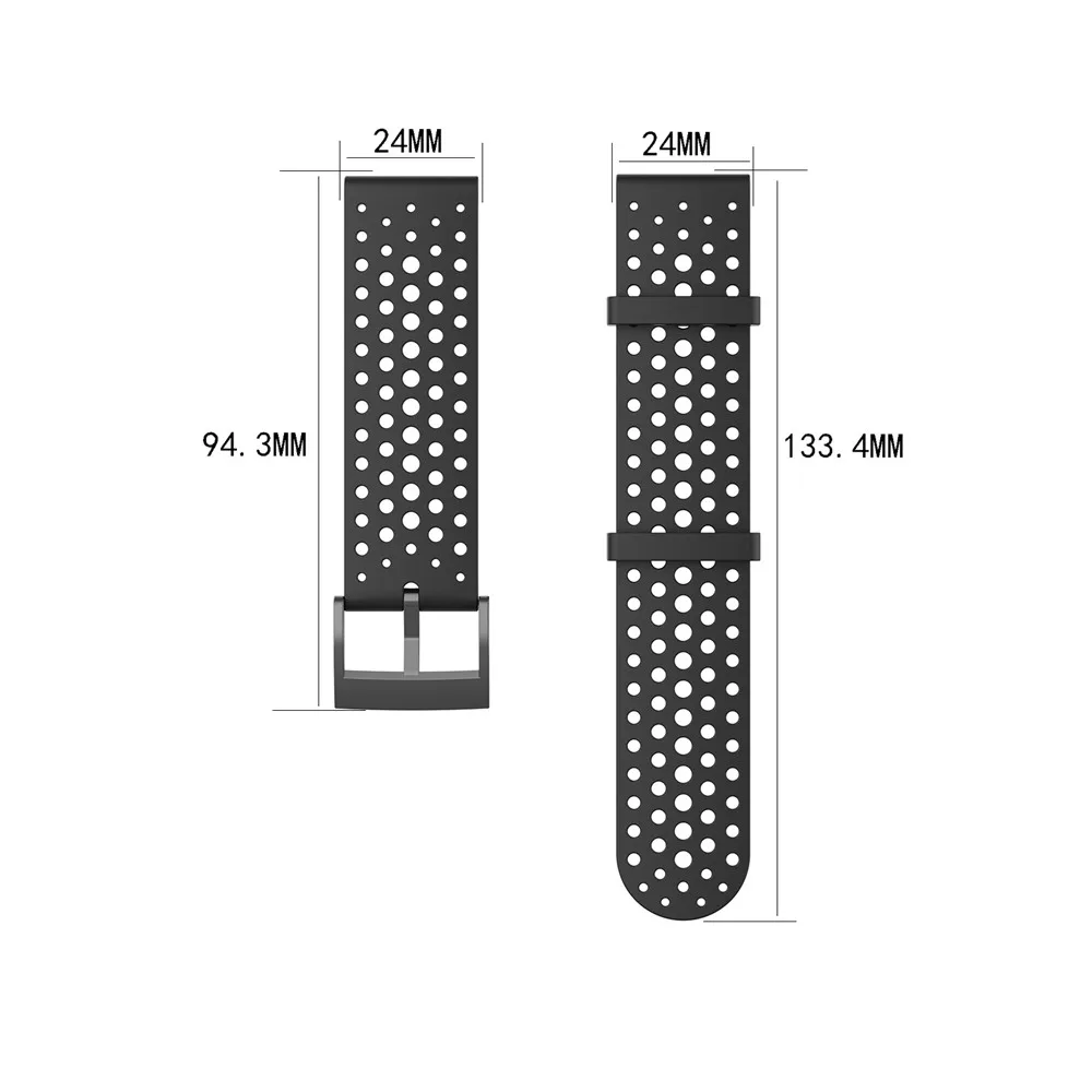 Breathable Silicone Sport Watch Strap - 24mm