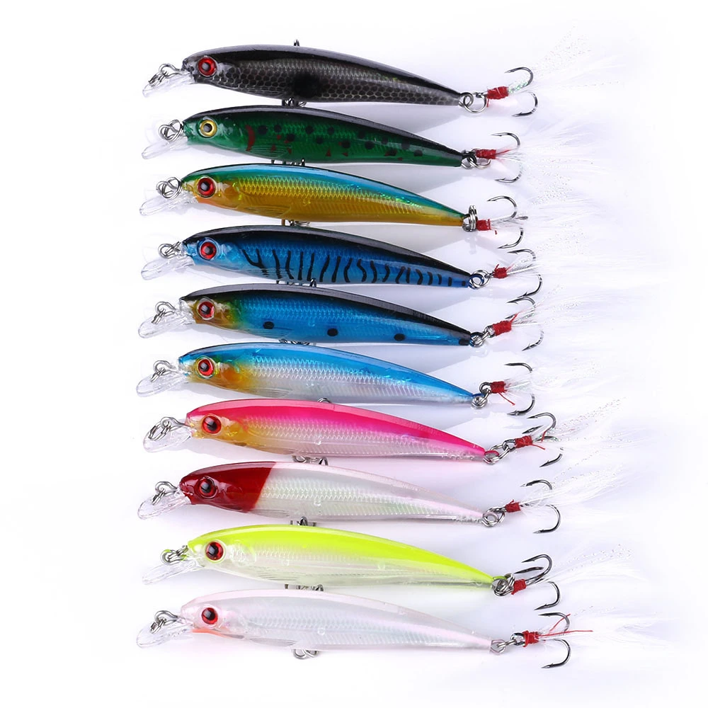 1 Pcs Minnow Fishing Lures 90mm 8g Bass Trolling Artificial Hard Bait Crankbait Wobblers 3D Eyes Pike Carp Bait Fishing Tackle