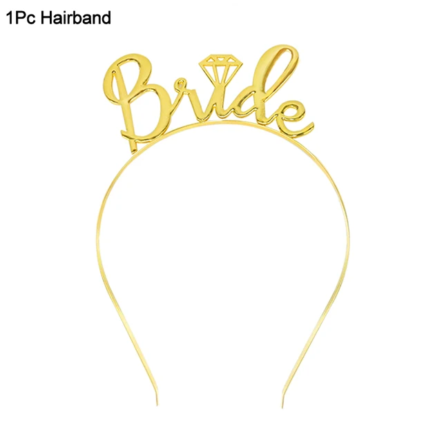 Wedding Decoration Bridal Shower Veil Team Bride To Be Satin Sash Balloon Bachelorette Party Girl Hen Party Decoration Supplies Gold hairband