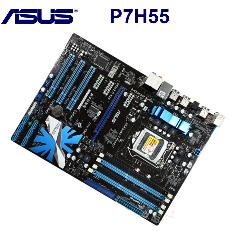 LGA 1156 Asus P7H55 настольная материнская плата H55 Socket LGA 1156 i3 i5 i7 DDR3 16G H55 ATX UEFI биос оригинальная б/у материнская плата