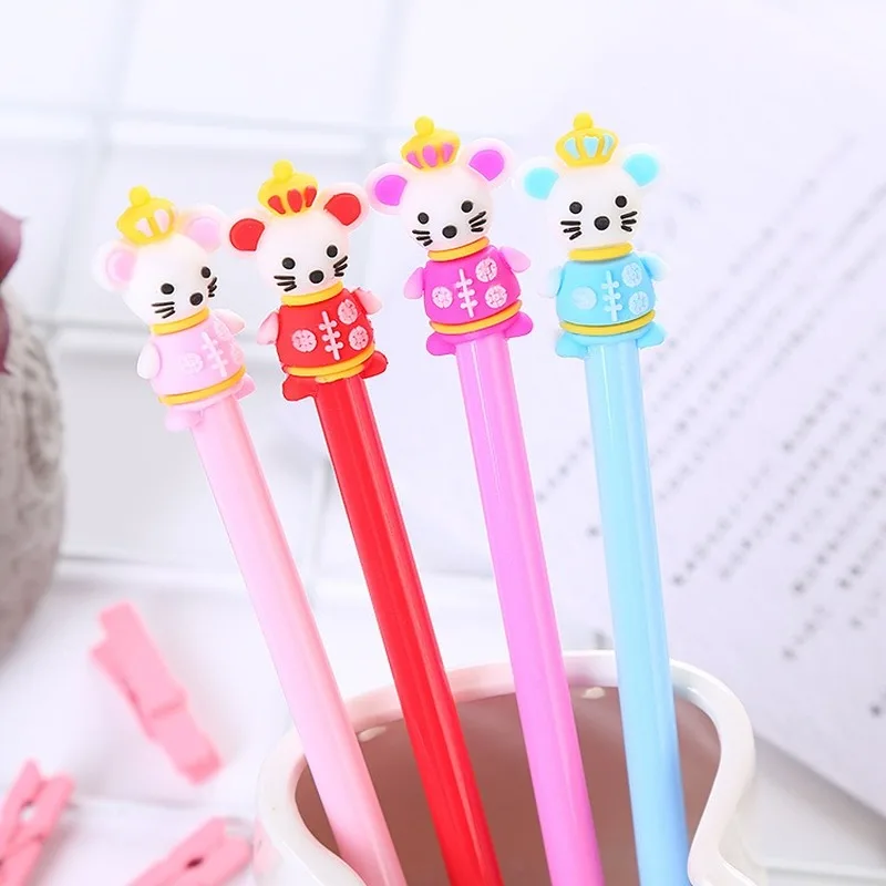 

20 PCs Cute Student Pen Creative Cartoon Festive Rat Water Pens Quality Learning Stationery Office Supplies Pen Wholesale