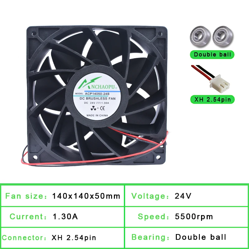 Ventilador para Inversor de Servidor Alarme de 14cm para 140 mm 140x140x50 mm Dc24v Pwm para Controle de Velocidade Grande Volume de ar - Imagem 3