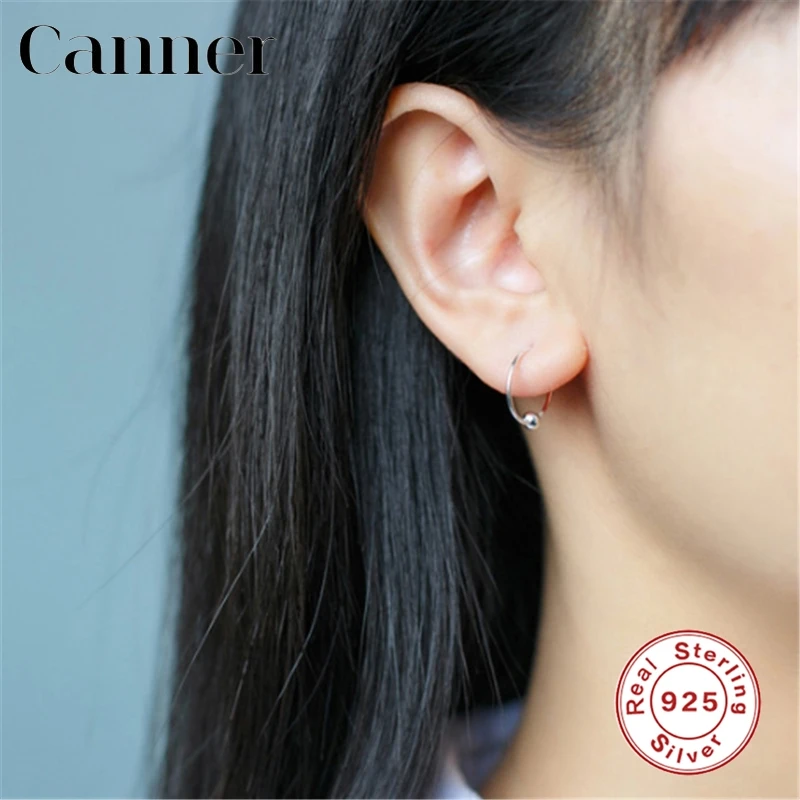 

6/8/10/12mm 925 Sterling Silver Stud Earring Simple Geometric round Hoop Earrings for Women small ear bone nail Fashion Jewelry