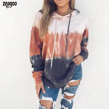 

Women Fashion Hooded Long Sleeve Gradient Patchwork Causal Autumn, Winter Hoodies