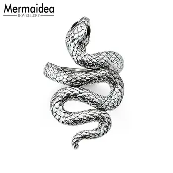 

silver plated Openable Winding Snake Rings Fashion European Punk Ring Jewelry Open Mouth Snake Ring Gift for Women Men