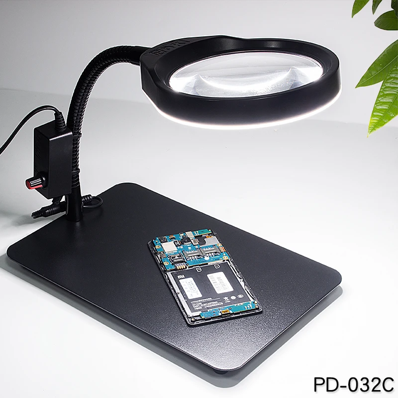 USB 10X or 10X20X Magnifier With LED Lamp Magnifying Glass 48 LED Table Lamp  With Magnifier Foldable Reading Repairing Lamp - AliExpress