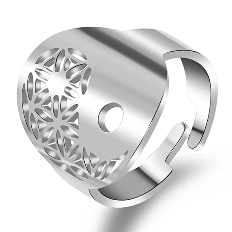 

Yin Yang Flower Of Life 316L Stainless Steel Ring Symbol Amulet Women Men 's Charm Ring talisman rings