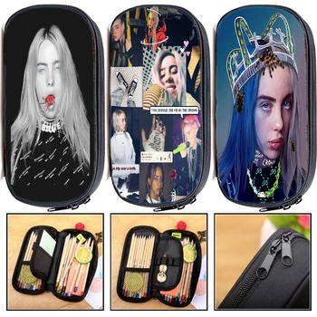 

New Billie Eilish Pencil Case Students Pen Bag Child Pencil Box Teens Stationery Bag Boys Girls Pencil Holder Makeup Bags Gift