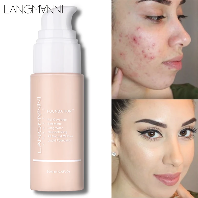 

Langmanni Face Base Professional Liquid Foundation Soft Matte Concealer 13 Colors Primer Make up Foundation Contour Palette 30ml