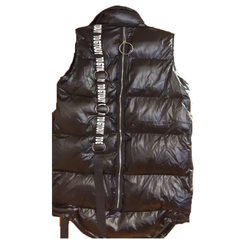 Beste Vefadisa Zwarte Mouwloze Parka Vest Vrouwen 2020 Lente Winter Brief Linten Vest Jas Zakken Stand Kraag Vest Jas QYF1077