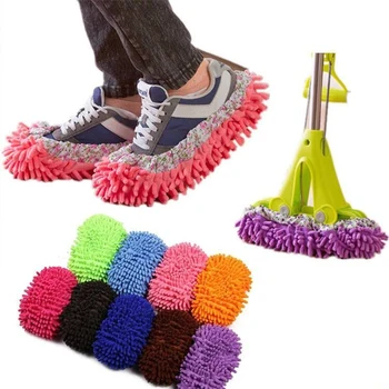 

1 Pair Microfiber Mop Floor Cleaning Lazy Fuzzy Slippers House Home Flooring Cleaning Tools Bathroom Kitchen Shoes Swob