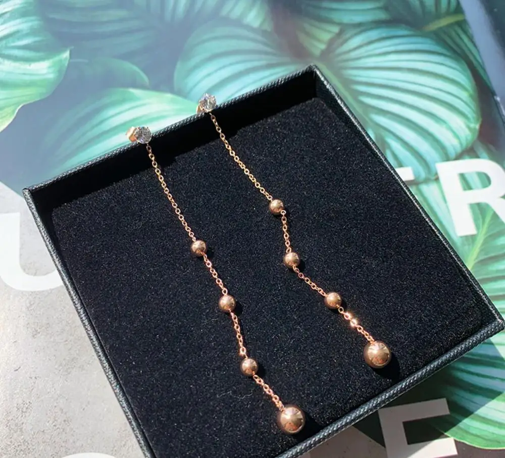 YUN RUO модные круглые серьги гвоздики с кисточкой женский подарок розовое золото