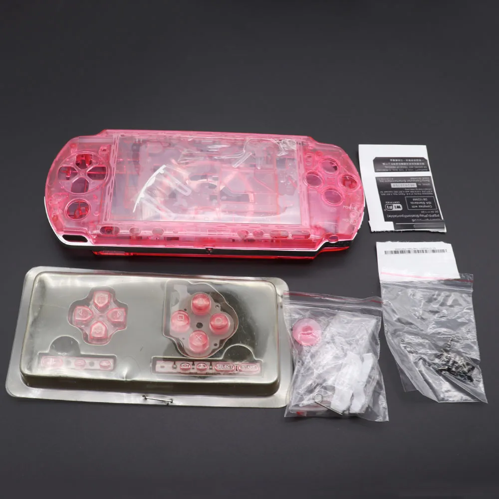 Jcd-完全な交換用シェル,透明色,psp3000,psp 3000用,ボタン