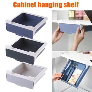 

Under Cabinet Under Table Drawer Self-Adhesive Punch Free Storage Shelf Kitchen Home Small Organizer QP2