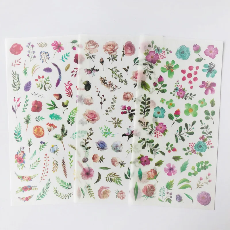 3 Sheets /Pack Blooming Flowers Diary Decorative Stickers DIY Album Party Decor