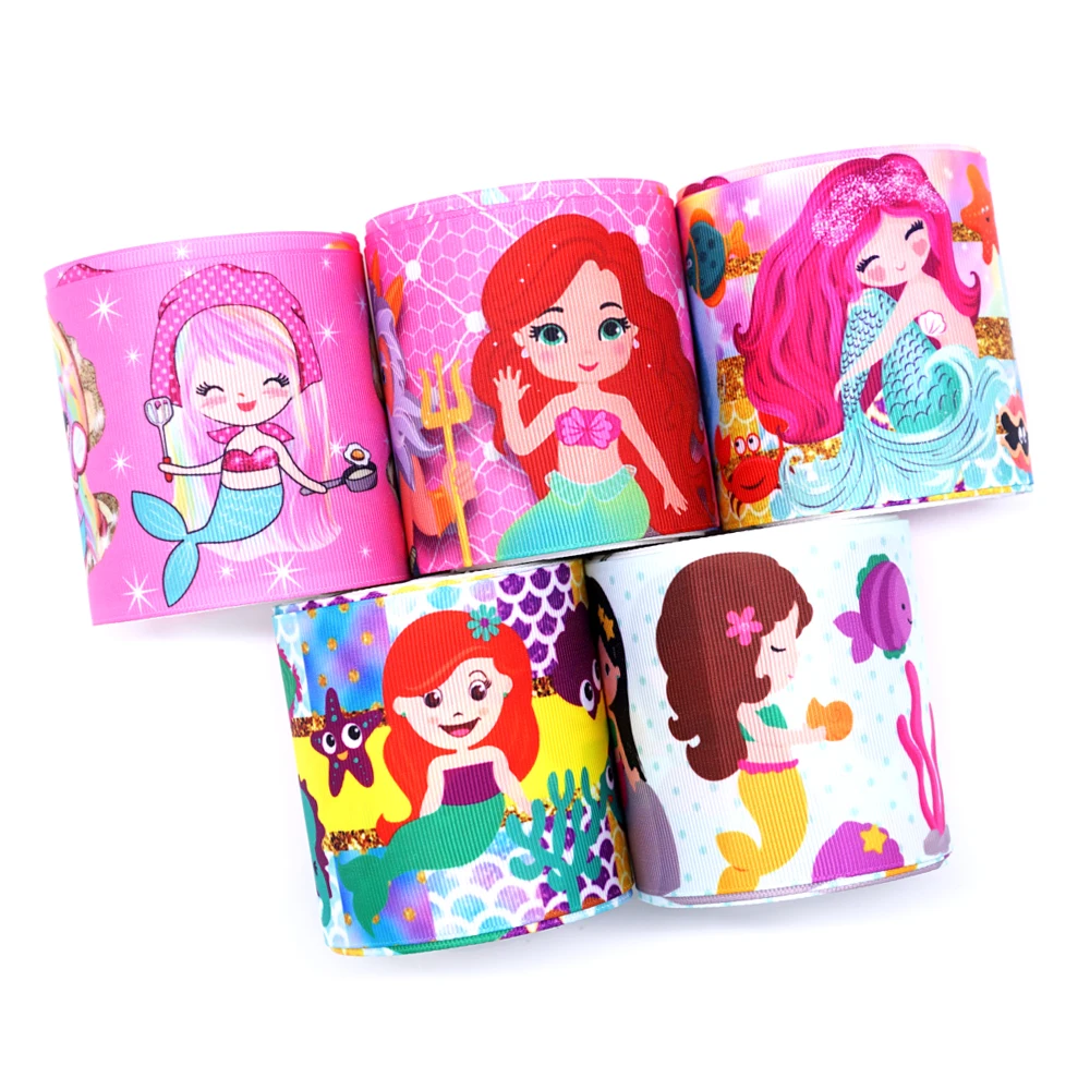 

Free shipping 50 yard cartoon printed grosgrain ribbon 31755