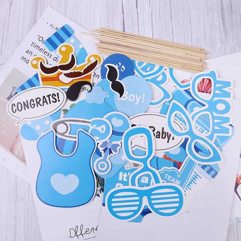 25 шт./компл. Photo Booth Baby Shower его мальчик девочка день рождения украшение для вечеринок Реквизит для фотобудки пол раскрывающий DIY