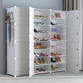 

New Multi-cube Shoe Cabinet Modular Home DIY Storage Organizer Bedroom Wordrobe Closet Plastic Shoe Rack with Umbrella Hanger