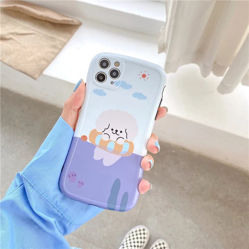 

Cartoon Swimming ring Sleep Phone Case For iphone 7 8 Plus SE2020 X XR XS Max 11 Pro Max Soft IMD Silicon Back Cover Capa