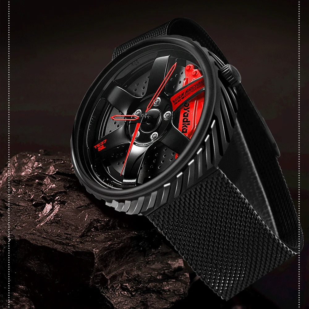 Fashion 3D Creative Car Watch for Men Stainless Steel Band Auto Race Sports Watches Luxury Brand Famous Watch Dropshipping