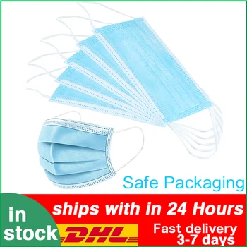 

200100/50/5 pcs Single package thick real 3 layer disposable face mask four ply Meltblown none-woven filter mouth Adult masks