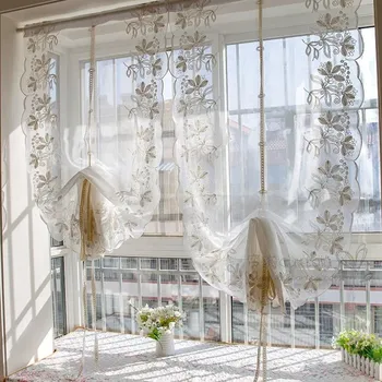 

Lace Embroidered Curtain Cloth Lifting Roman Curtain Living Room Balcony Window Gauze Curtain Home Decor Tulle Curtain Valance