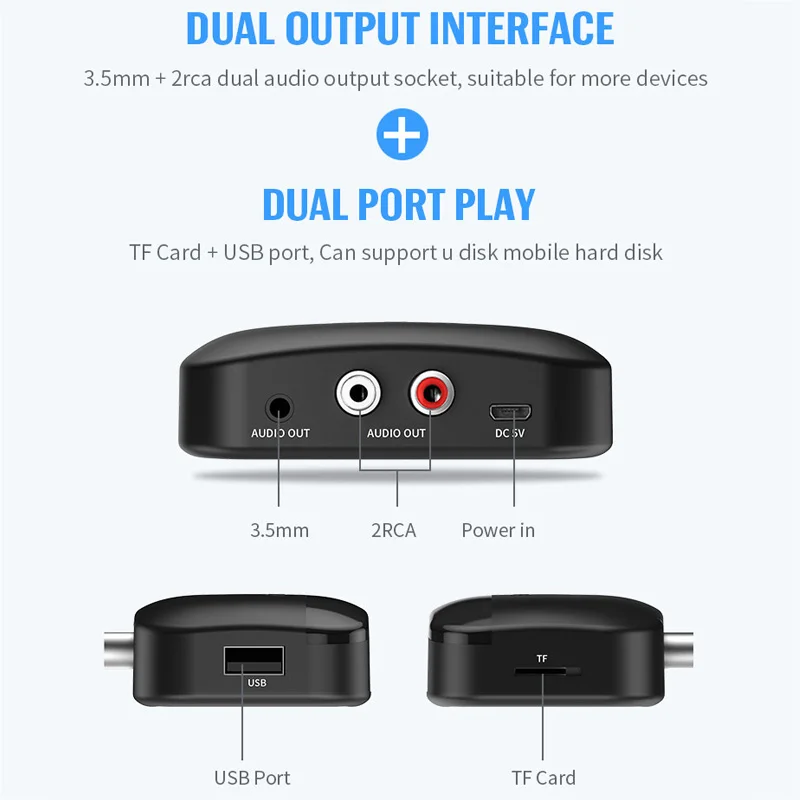 NFC Bluetooth 5 0 Receiver Transmitter 3 5MM AUX RCA Stereo Wireless Adapter For Car Headphone TV PC Support U Disk TF Card