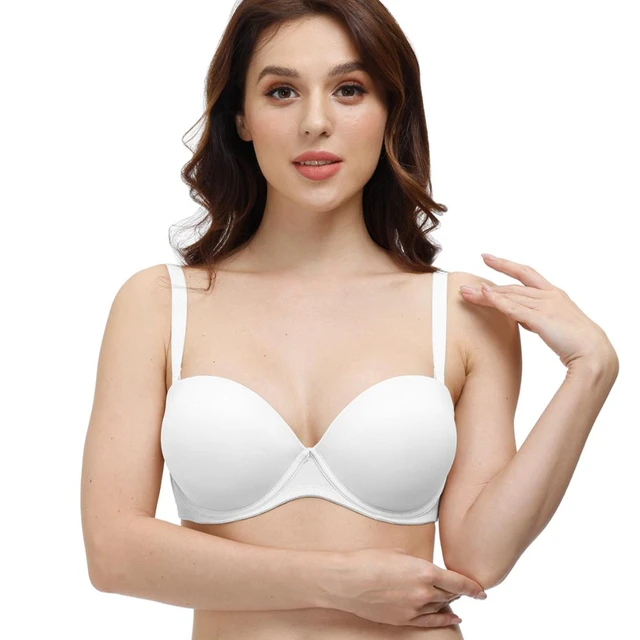 White Push Up Bras Strapless Adjusted Convertible Straps Women