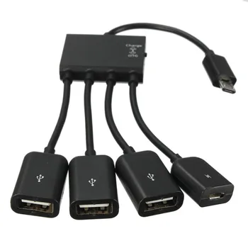 

4 In 1 Micro USB Power Charging Host OTG Hub Adapter Cable For Android Tablet Smartphone Cable Connector Spliter 5.15