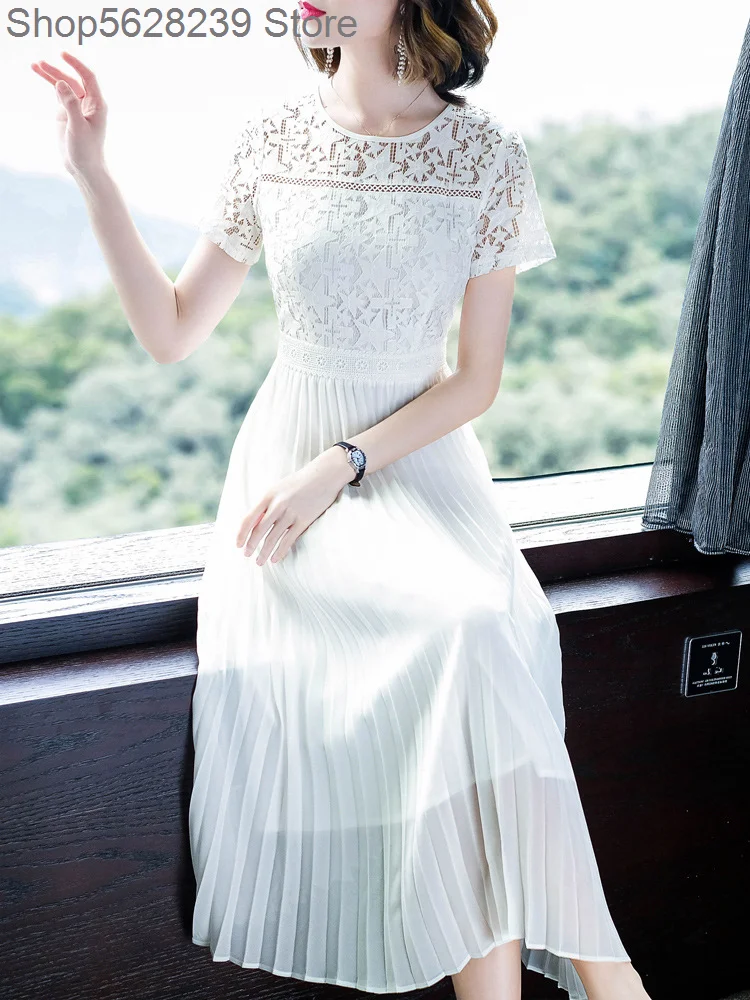 

White Dress 2020 Female Over The Knee Long Skirt Temperament Slim Waist Long Money Skirt Chao