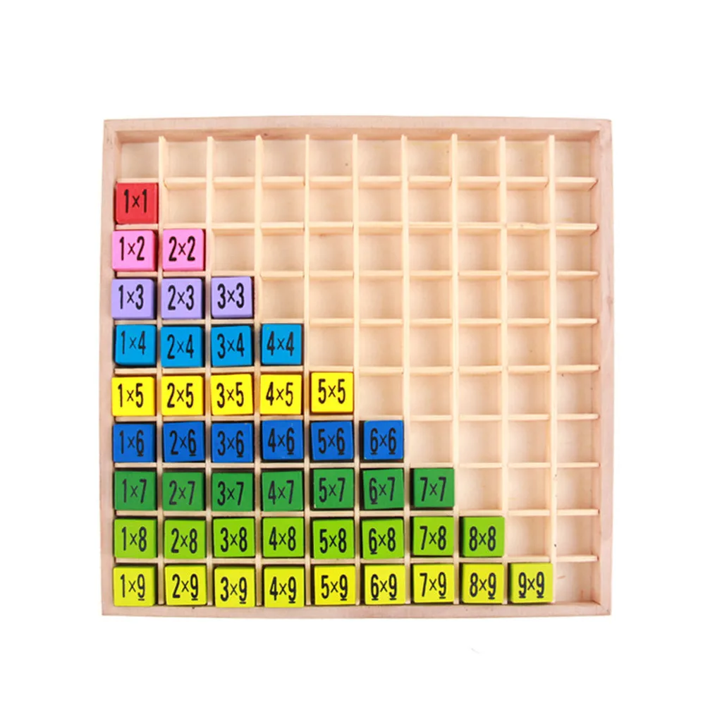Детские деревянные Обучающие игрушки 99, математические игрушки с таблицей размножения 10*10, фигурные блоки, развивающие игрушки для детей, бизиборд