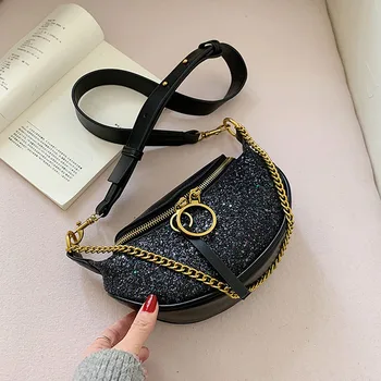 

Small Chain Design Pu Leather Shoulder Bags for Women Winter Wild Crossbody Handbags Trending Female Armpit Bags