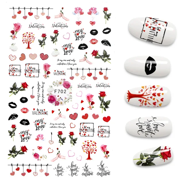 3D Nail Stickers Leaves Butterfly Panda Love Heart Design Stickers For Nails Manicure Foil Nail Art Decor pegatinas para uñas A140502