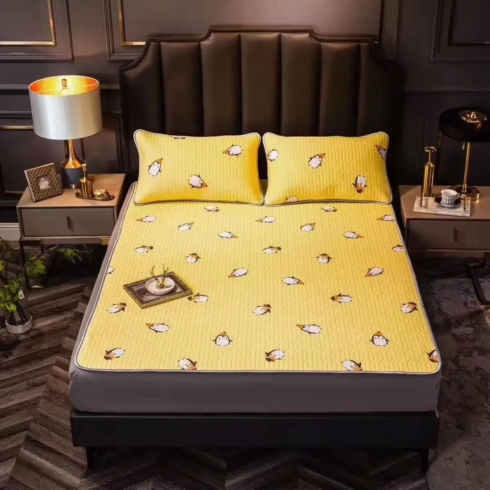 

Latex Mat Printing Cooling Summer Sleeping Mat With Pillow Shams Mattress Protector Sheet Summer Foldable Comfortable