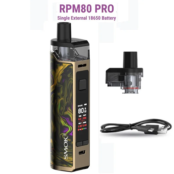 SMOK RPM80 RPM80 PRO комплект Vape 80 Вт электронная сигарета 3000 мАч 18650 батарея 5 мл бак RPM сетка 0.4ohm RGC 0.17ohm VS RPM40 Pod - Цвет: PRO Fluid gold