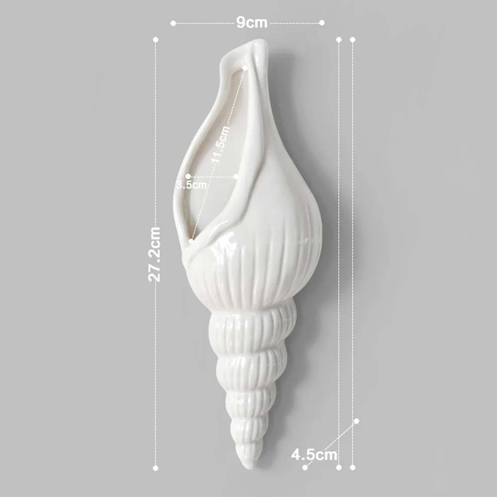 

Conch Shape Restaurant Compact Flower Vase Easy Install Home Gift Wall Mounted Background 3D Removable Bedroom Decoration