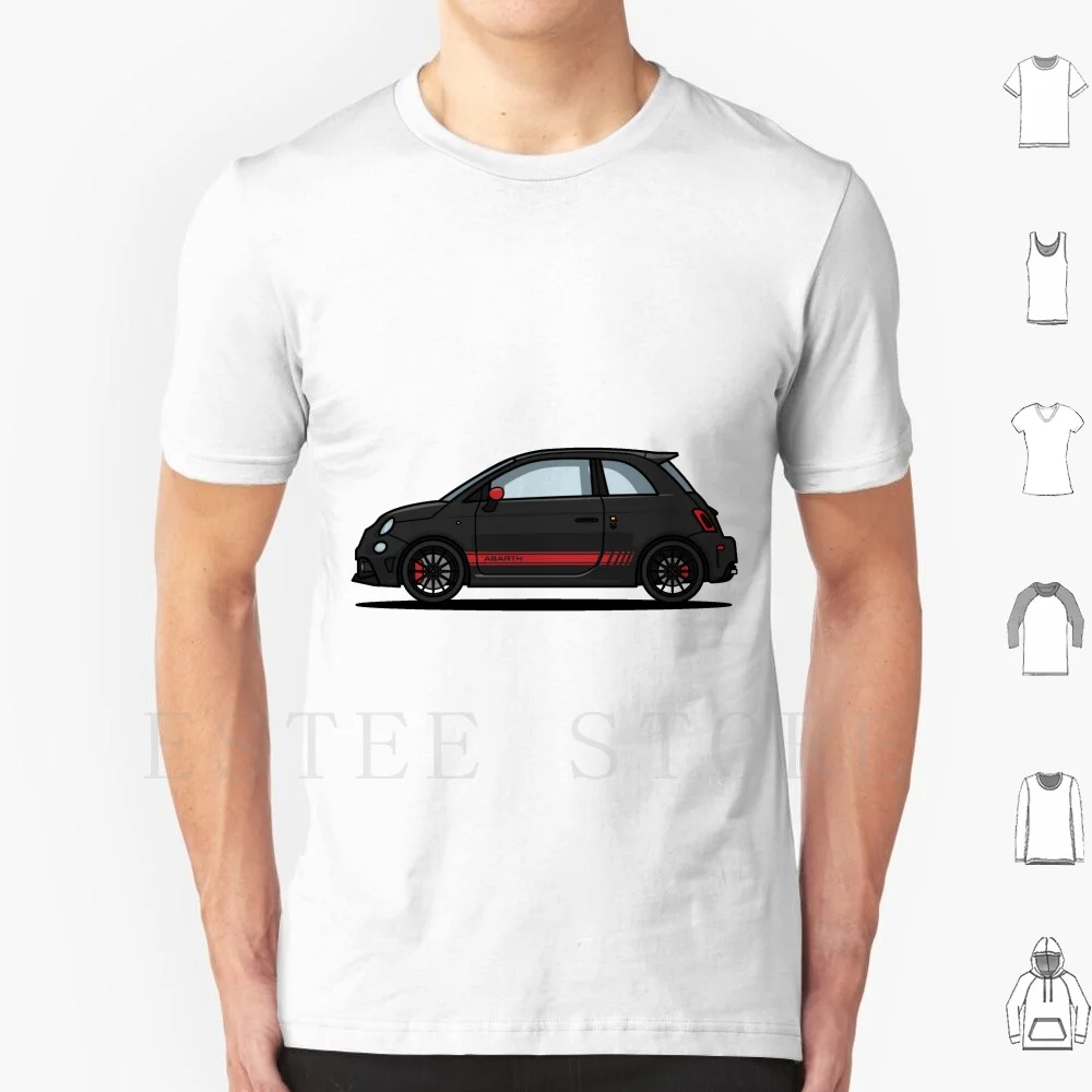Abarth 595 Black T Shirt Uomo Cotone 6Xl Abarth 500 Fiat Black Car Italiano 595 Automotive Italy Sports