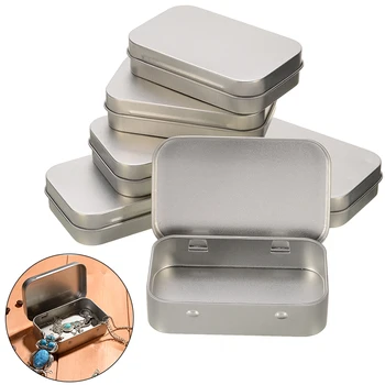 

6pcs Hinged Tins Box Rectangular Empty Metal Storage Box Containers 95*60*20mm For Home Storage Box Case Organization