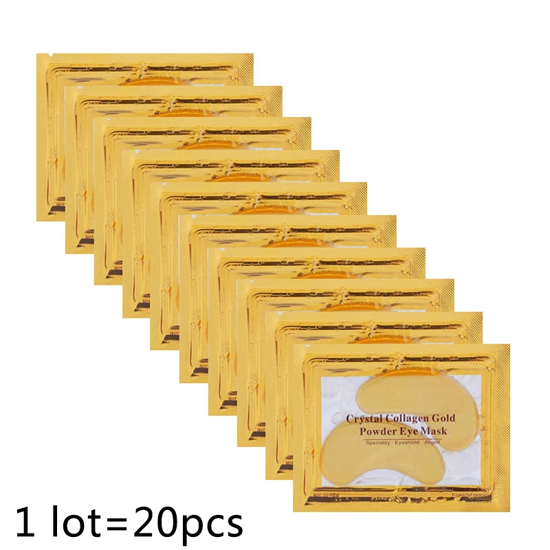 20 pcs Gold Маска для глаз Золотой Кристалл Коллаген омолаживающий/темные круги/пышная увлажняющая маска для глаз уход за кожей четыре цвета 1 пара = 2 шт - Цвет: 20 pcs Gold