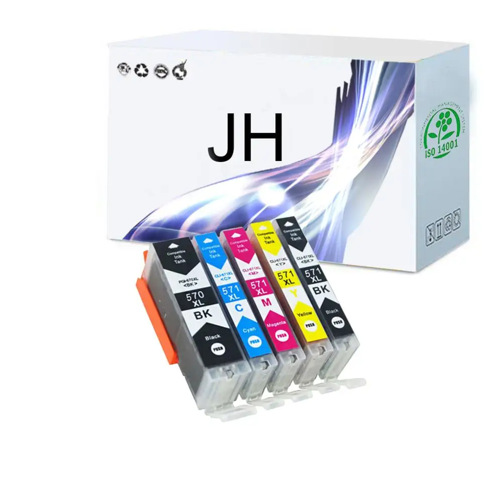 

PY 5P 570 571 Ink Cartridge for Canon PGI-570XL CLI-571XL with Chip High Yield Pixma MG5700 MG5750 MG5751 MG5752 MG5753