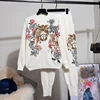 New Autumn Winter Tops Women Korean Fashion Sequin Embroidery Flower Loose Knitted Sweater + Harem Pants Two Piece Set Ladies ► Photo 1/6