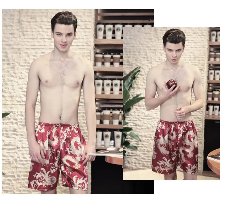 Summer Men's Short Pajamas Satin Silk Sleep Bottoms Elastic Waist Lounge Short Pants Sleep Casual Pyjama Nightwear Homewear Summer Men's Short Pajamas Satin Silk Sleep Bottoms Elastic Waist Lounge Short Pants Sleep Casual Pyjama Nightwear Homewear