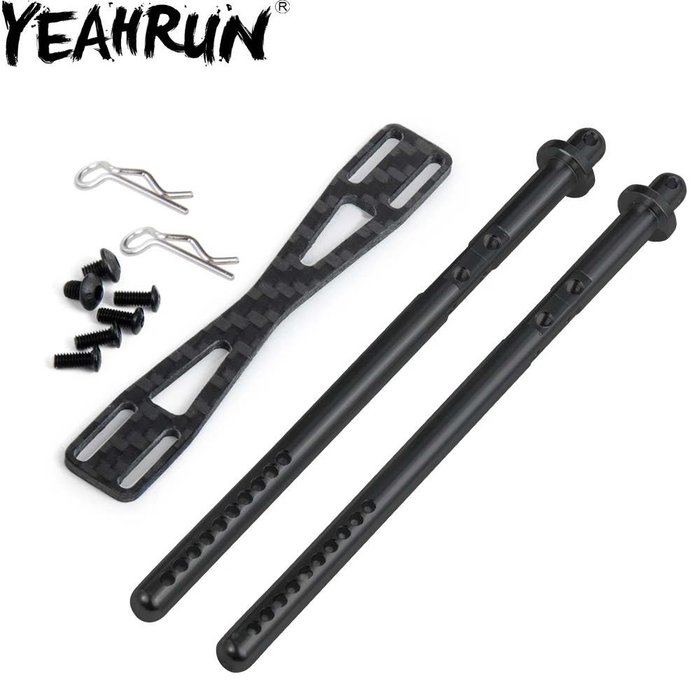 

YEAHRUN 1 Set Alloy & Carbon Rear Body Post Mount W/ Clip For Axial SCX10II 90046 RC Crawler