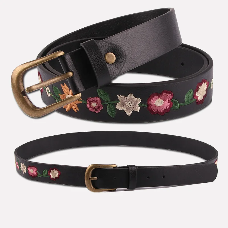 Embroidered Belts Women Embroidered Leather Belts Leather Designer