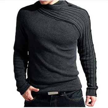 

2018 Autumn Winter Knitted Solid Casual Men Sweater Long Sleeve O-neck Slim Pullover Slim Hot Sale New Brand Men's Sweaters
