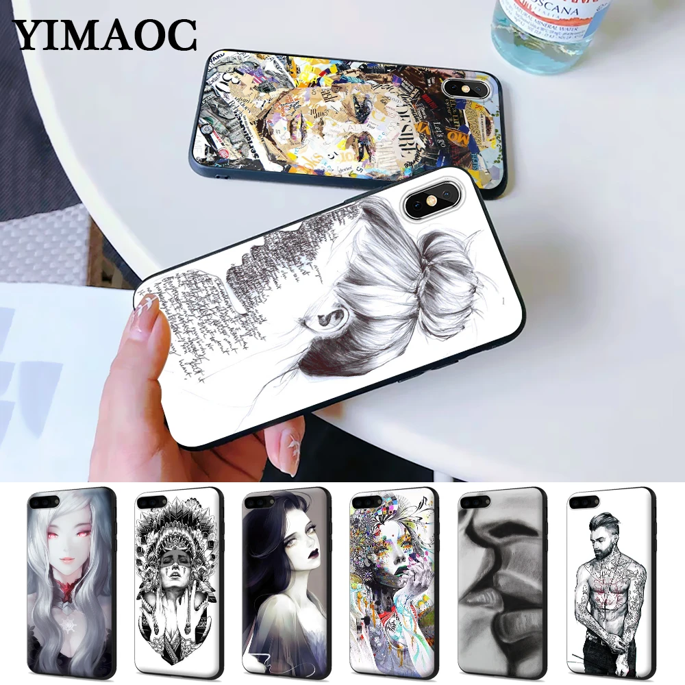 

Sketch Grils Art Silicone Case for iPhone 5 5S 6 6S Plus 7 8 X XS Max XR