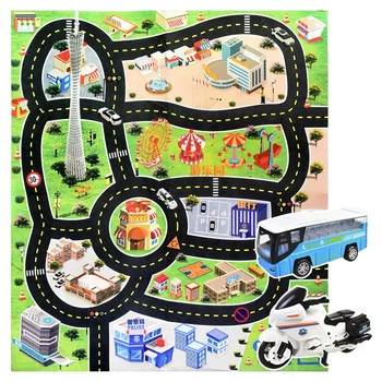 

Game Carpet Large City Traffic Park Mat Play Kids Rug Developing Baby Crawling Toys Children Play Game Mat +Alloy Car