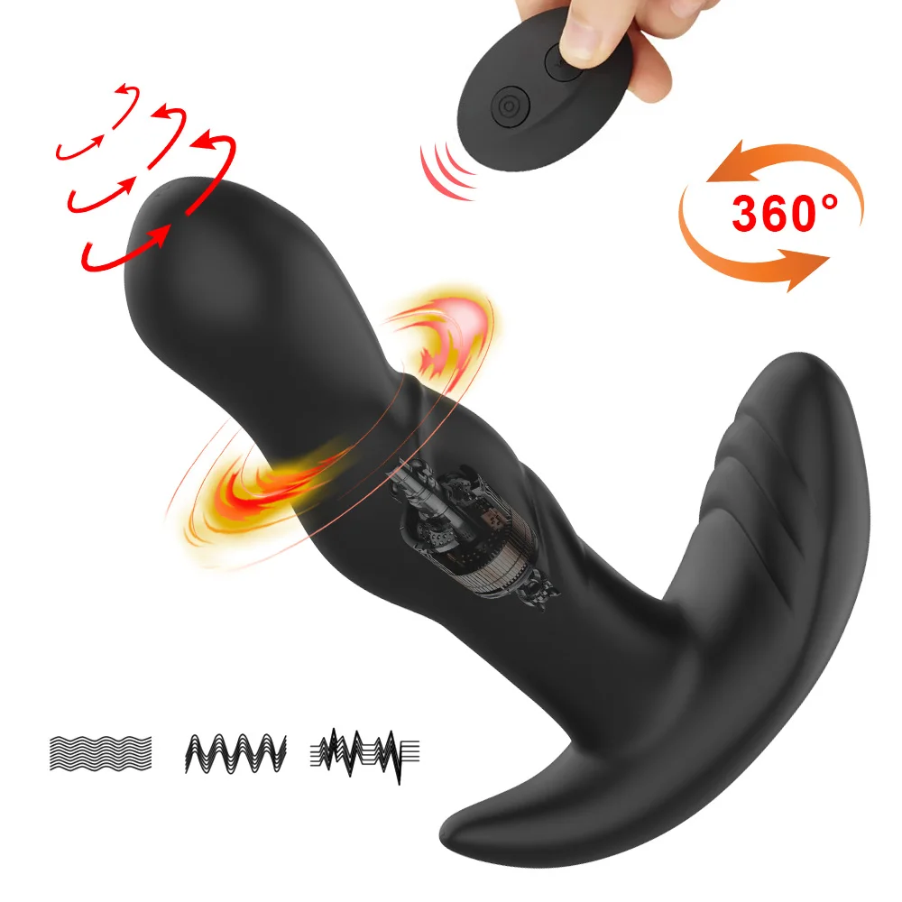 Massaggiatore vibrante prostata butt plug plug anale vibratore rotazione a 360 gradi stimolazione del punto G giocattolo del sesso Fo_voghion.com