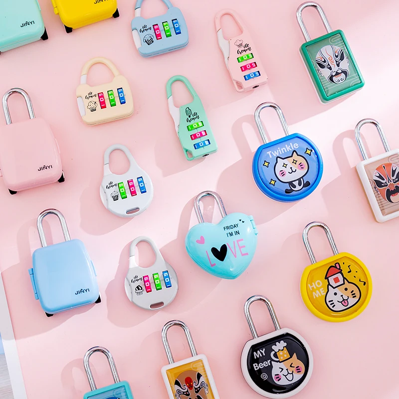 

Cartoon cute suitcase password lock small padlock student dormitory mini bag metal small lock small drawer lock